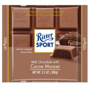 リッタースポーツミルクチョコレートとココアムース 3.5オンス（11パック） Ritter Sport Milk Chocolate with Cocoa Mousse, 3.5-Ounce (Pack of 11)
