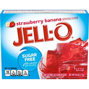 Jell-O ストロベリー バナナ シュガーフリー ゼラチン ミックス (0.6 オンスの箱、6 個パック) Jell-O Strawberry Banana Sugar-Free Gelatin Mix (0.6 oz Boxes, Pack of 6)