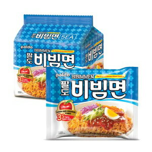 Paldo Fun Yum Bibim Men Instant Cold Noodles, Pack of 5, Brothless Cold Ramen with Sweet Spicy Seasoning Sauce, Oriental Style Korean Ramyun, Soupless K-Food, 130g x 5