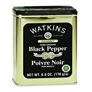 Watkins グルメスパイス缶、ピュアグラウンドブラックペッパー、6オンス 缶、1パック Watkins Gourmet Spice Tin, Pure Ground Black Pepper, 6 oz. Tin, 1-Pack