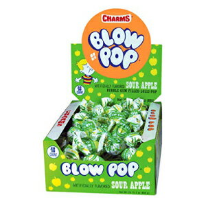 チャームブローポップ、サワーアップルフレーバー、48カウントボックス Charms Blow Pops, Sour Apple Flavor, 48-Count Box
