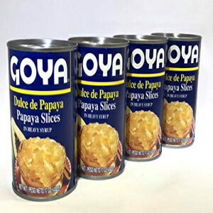 ゴーヤ - ドゥルセ デ パパイヤ (パパイヤのスライスを濃いシロップに漬けたもの) 4 パック、各 17 オンス Goya - Dulce de Papaya (Papaya slices in heavy syrup) 4 pack, 17oz each