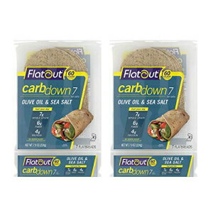 Flatout CarbDown, Olive Oil Sea Salt (2 Packs of 7 Flatbreads)