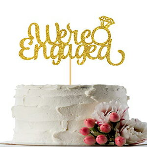 INNORU Gold Glitter We're Engaged Cake Topper - Wedding Party Decorations Supplies