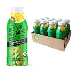 Organic Golden Tiger Turmeric Lemonade with Green Tea - Inflammation Relief, Immunity Support Daily Recovery Beverage : Bio Active Curcumin Green Tea Ginger - 12 Bottles - Recover with Plant Based Power - 20