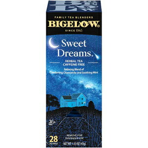 Bigelow Sweet Dreams ハーブティー 28 カウントボックス (1 パック) カモミールとミントのリラックスブレンド カフェインフリーの夜用ハーブティー、個別のホイル包装袋入り Bigelow Sweet Dreams Herbal Tea 28-Count Box (Pack of 1) Relaxing B