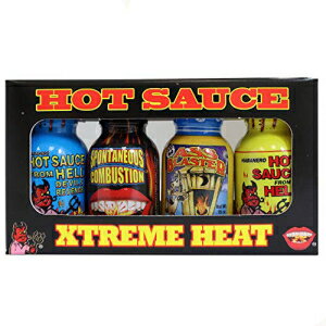 ASS KICKIN' Xtreme Heat Hot Sauce Bottles Gourmet Gift Set Travel Size ? 4 Pack - Try if you dare! ? Perfect Gourmet Christmas Gifts for the Hot Sauce Fan