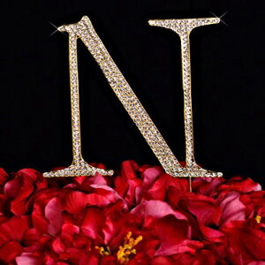 ˥󥳥쥯󥯥ꥹ饤󥹥ȡ쥿-Nǥ󥰥ȥåѡ⡼롢 Unik Occasions Collection Crystal Rhinestone Letter-N Wedding Cake Topper, Small, Gold