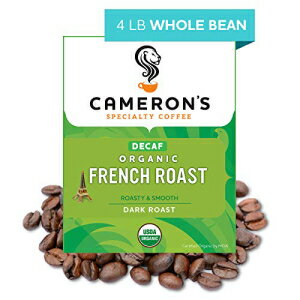 Cameron's Coffee ロースト全豆オーガニック デカフェ フレンチ ロースト、4 ポンド (1 パック) Cameron's Coffee Roasted Whole Bean Organic Decaf French Roast, 4 lb (Pack of 1)
