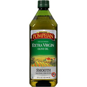 ポンペイ産の滑らかなエクストラバージンオリーブオイル、ファーストコールドプレス、マイルドで繊細な風味、ソテーや炒め物に最適、天然グルテンフリー、非アレルギー性、非遺伝子組み換え、32液量オンス Pompeian Smooth Extra Virgin Olive Oil, First Cold Pre