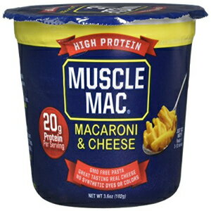 マッスルマック| マカロニとチーズの電子レンジで使用できるメガカップ、1食分あたり20グラムのタンパク質、本物のチーズ、非GMO、（12カップ） Muscle Mac | Macaroni and Cheese Microwavable Mega Cups, 20 Grams Of Protein Per Serving, Real Che