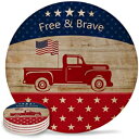 Fantasy Staring 6 Piece Set, Independence Dayfsr3636, Drink Coasters Absorbent Natural Ceramic Stone Bar Coasters Fourth of July Independence Day Rustic Red Truck Cup Mat with Cork Backing, Housewarming Gifts for Home