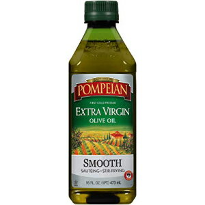 ポンペイ産の滑らかなエクストラバージン オリーブオイル、ファーストコールドプレス、マイルドで繊細な風味、ソテーや炒め物に最適、天然グルテンフリー、非アレルギー性、非遺伝子組み換え、16 FL。オンス、シングルボトル Pompeian Smooth Extra Virgin Olive Oil