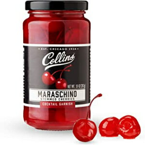 10 Ounce, Maraschino, Collins Consumables Stemmed Royal Anne Cherries Premium Garnish for Cocktails Martinis, Manhattan, Old Fashioned, Desserts, Drinks, 10 Ounce, Black