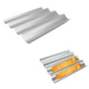 BESTONZON 2PCS Non-Stick Perforated Baguette Pan French Bread Baking Mold Wave Loaf Baking Tray 4 Gutters