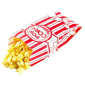 楽天Glomarketカーニバルスタイル紙ポップコーンバッグ、1オンスバッグ、レッド&ホワイトストライプ、映画館用ポップコーンバッグ（200個） Carnival Style Paper Popcorn Bags, 1oz bags, Red & White Striped, Movie Theater Popcorn Bags （200 Pieces）