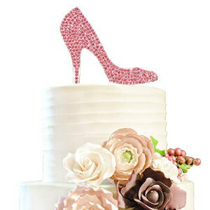 クリスタルハイヒールシューズピンクラインストーンケーキトッパーバースデーヘンナイトウェディングパーティーギフトキラキラ装飾 AZIWEI Crystal High Heels Shoes Pink Rhinestone Cake Topper Birthday Hen Night Wedding Party Gift Sparkly Decoratio