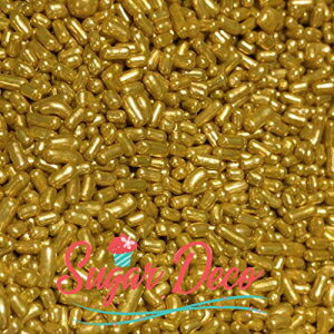 ゴールドメタリックジミースプリンクル-8オンス-シャイニードラジェスプリンクル Sugar Deco Gold Metallic Jimmies Sprinkles - 8 Ounces - Shiny Dragee Sprinkles