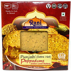 Rani Pappadums（インドレンズ豆ウエハーススナック）Punjabi Papad-エクストラホット、7オンス（200g）約15pc、7インチ〜オールナチュ..