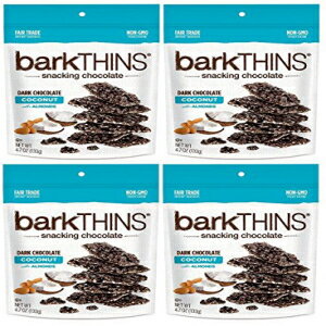 BarkThins スナッキング チョコレート 4.7 オンス (ダーク チョコレート ココナッツ、4 パック) BarkThins Snacking Chocolate 4.7oz (Dark Chocolate Coconut, 4 Pack) 1