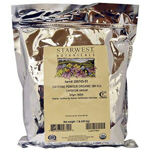 Starwest Botanicals オーガニック カイエン パウダー 35K HU 1 ポンド (453.6 g) - 2 個 Starwest Botanicals, Organic Cayenne Powder 35K H.U., 1 lb (453.6 g) - 2pc