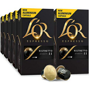 L'OR Espressoポッド、100カプセルのリストレット、ネスプレッソオリジナルマシンと互換性のあるシングルカップアルミニウムコーヒーカプセル L'OR Espresso Pods, 100 Capsules Ristretto, Single Cup Aluminum Coffee Capsules Compatible with Nespres