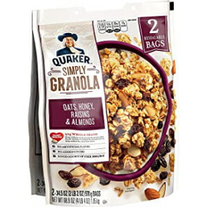 ץ꡼Ρ饪ġϥˡ졼󡢥ɡ2ѥå/34.5󥹡ʤΤ American Standart Quaker Simply Granola Oats, Honey, Raisins and Almonds, 2 pk./34.5 oz. AS