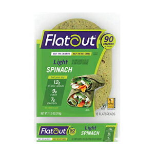 Flatout Wraps, Light Spinach (2 Packs of 6 Flatbreads)
