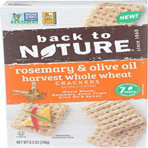 BACK TO NATURE ローズマリー オリーブオイル ハーベスト 全粒小麦クラッカー、8.5 オンス BACK TO NATURE Rosemary Olive Oil Harvest Whole Wheat Crackers, 8.5 OZ