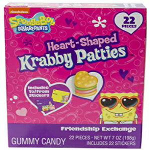 スポンジボブ スクエアパンツ バレンタインデー グミ クラビー パティとステッカー交換キット 7オンス Spongebob Squarepants Valentines Day Gummy Krabby Patties and Stickers Exchange Kit, 7 Ounce