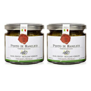 Frantoi Cutrera バジルペストパスタソースとブルスケッタトッピング - イタリア産 6.7オンス/190g - 2個パック Frantoi Cutrera Basil Pesto Pasta Sauce and Bruschetta Topping - Product of Italy 6.7oz/190g - Pack of 2