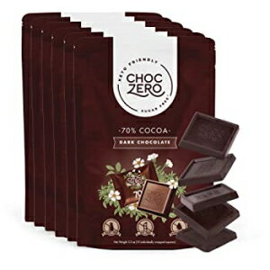 楽天Glomarket70％ Dark Chocolate - 6 Pack, ChocZero 70％ Dark Chocolate, Sugar free, Low Carb. No Sugar Alcohol, No Artificial Sweetener, All Natural, Non-GMO - （6 Bags, 60 pieces）