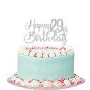 シルバーグリッターハッピー29歳の誕生日ケーキトッパー-29歳の誕生日ケーキトッパー、29歳の誕生日パーティーの装飾 Paroke & Bubble Silver Glitter Happy 29th Birthday Cake Topper - 29th Birthday Cake Topper, 29th Birthday Party Decoration