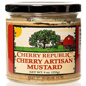 Cherry Republic チェリー職人マスタード - チェリー風味のイエローマスタード - 全粒マスタード - 9オンス瓶 Cherry Republic Cherry Artisan Mustard - Yellow Mustard w/Cherry Flavor - Whole Grain Mustard - 9 Ounce Jar