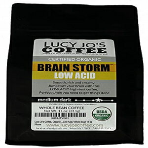 Lucy Jo's Coffee、オーガニック ブレインストーミング、低酸、全粒豆 11 オンス Lucy Jo's Coffee, Organic Brainstorm, Low Acid, Whole Bean 11 oz