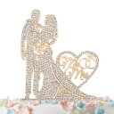 vȃP[Lgbp[ CXg[ NX^ ^ u EFfBO P[L gbp[ ʔVYVw P[L gbp[ S[h Mr and Mrs Cake Topper Rhinestone Crystal Metal Love Wedding Cake Topper Funny Bride and Groom Cake