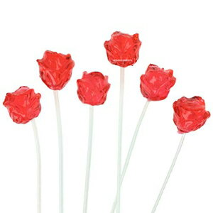 Twinkle Pops Lollipop、Red 3D Rose Shapes、（Pack of 120 Lollipops）12インチロングロリポップステム、米国で手作り、フルーツフレーバー、37.80オンスby Sparko Sweets Twinkle Pops Lollipop, Red 3D Rose Shapes, (Pack of 120 Lollipops)