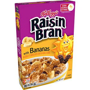 ケロッグのレーズンブラン、朝食用シリアル、バナナ入りオリジナル、食物繊維の良さ、15.9オンスボックス（10パック） Kellogg's Raisin Bran, Breakfast Cereal, Original with Bananas, Good Source of Fiber, 15.9oz Box(Pack of 10)