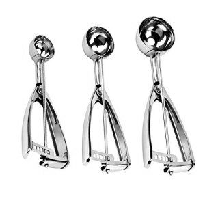 å3ĥå-ƥ쥹ݤѵΤ륢꡼९åϥѡ祵1 + 1.5 + 2礵 AngJi Cookie Scoops Set of 3 - Stainless Steel Durable Ice Cream Cookie Dough Scooper for Baking Small Medium Lar