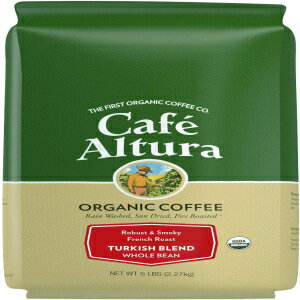 Cafe Altura 全豆オーガニックコーヒー、エスプレッソ、5ポンド、トルコ産 (パッケージは異なる場合があります) Cafe Altura Whole Bean Organic Coffee, Espresso, 5 Pound, Turkish (Pack May Vary)