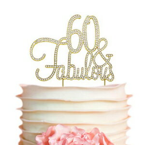 60 & 素晴らしいゴールドのバースデーケーキトッパー | 60 周年パーティーの装飾のアイデア | プレミアム キラキラ クリスタル ダイヤモンド ジェム | 高品質の金属合金 (60&ファブゴールド) 60 & Fabulous GOLD Birthday Cake Topper | 60t