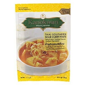 Kanokwan、タイ南部サワーカレーペースト、サイズ 50 グラム X 3 パック Kanokwan, Thai Southern Sour Curry Paste, Size 50 Gram X 3 Packs