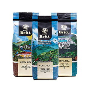 Cafe Britt Café Britt - Costa Rican Origins Coffee Bundle (12 oz.) (3-Pack) (Coffee From: Tarrazú, Tres Ríos & Poás) - Ground, Arabica Coffee, Kosher, Gluten Free, Gourmet & Medium Light & Dark Roast