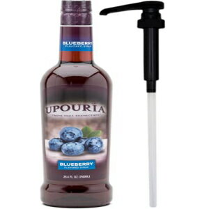Upouria ブルーベリー風味シロップ、100% ビーガンおよびグルテンフリー、750ml ボトル - ポンプ付き Upouria Blueberry Flavored Syrup, 100% Vegan and Gluten-Free, 750ml bottle - Pump included