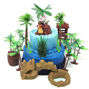 モアナとプア島がテーマのトロピカルバースデーケーキトッパーセット、テーマのアクセサリー付き Moana and Pua Island Themed Tropical Birthday Cake Topper Set with Themed Accessories