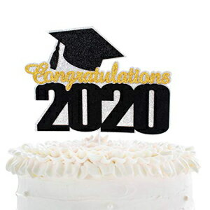 Congratulations 2020 卒業ケーキトッパー - 卒業生を祝う ブラックグリッター 卒業生キャップ ケーキデコレーション - 卒業生に乾杯 マスター Ph.D 高等学校 大学 卒業生 パーティーデコレーション Congratulations 2020 Graduation Cake Topper - Ce