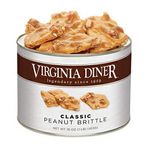 バージニア ダイナー - グルメ ナチュラル クラシック ピーナッツ ブリトル (バージニア ピーナッツ、純糖 & 塩)、16 オンス缶 Virginia Diner - Gourmet Natural Classic Peanut Brittle (Virginia Peanuts, Pure Sugar & Salt), 16 Ou