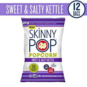 SKINNYPOP スイート＆ソルティケトルポップコーン、個別袋、グルテンフリーポップコーン、非遺伝子組み換え、人工成分不使用、ヘルシースナック、5.3オンス（12個パック） SKINNYPOP Sweet & Salty Kettle Popcorn, Individual Bags, Gluten Free Popcorn,