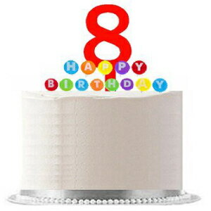 #008WCD - ϥåԡ 8 Фѡƥ å  ȥåѡ &쥤ܡ ɥ  쥬Ȥʥ ǥ졼 ȥåѡ å Item#008WCD - Happy 8th Birthday Party Red Cake Topper &Rainbow Candle