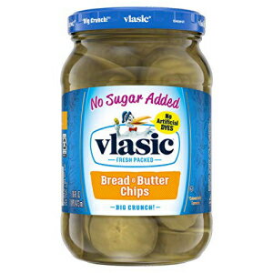 Vlasic 砂糖不使用 ブレッド＆バターピクルスチップス、16液量オンス、6個パック Vlasic No Sugar Added Bread and Butter Pickle Chip..